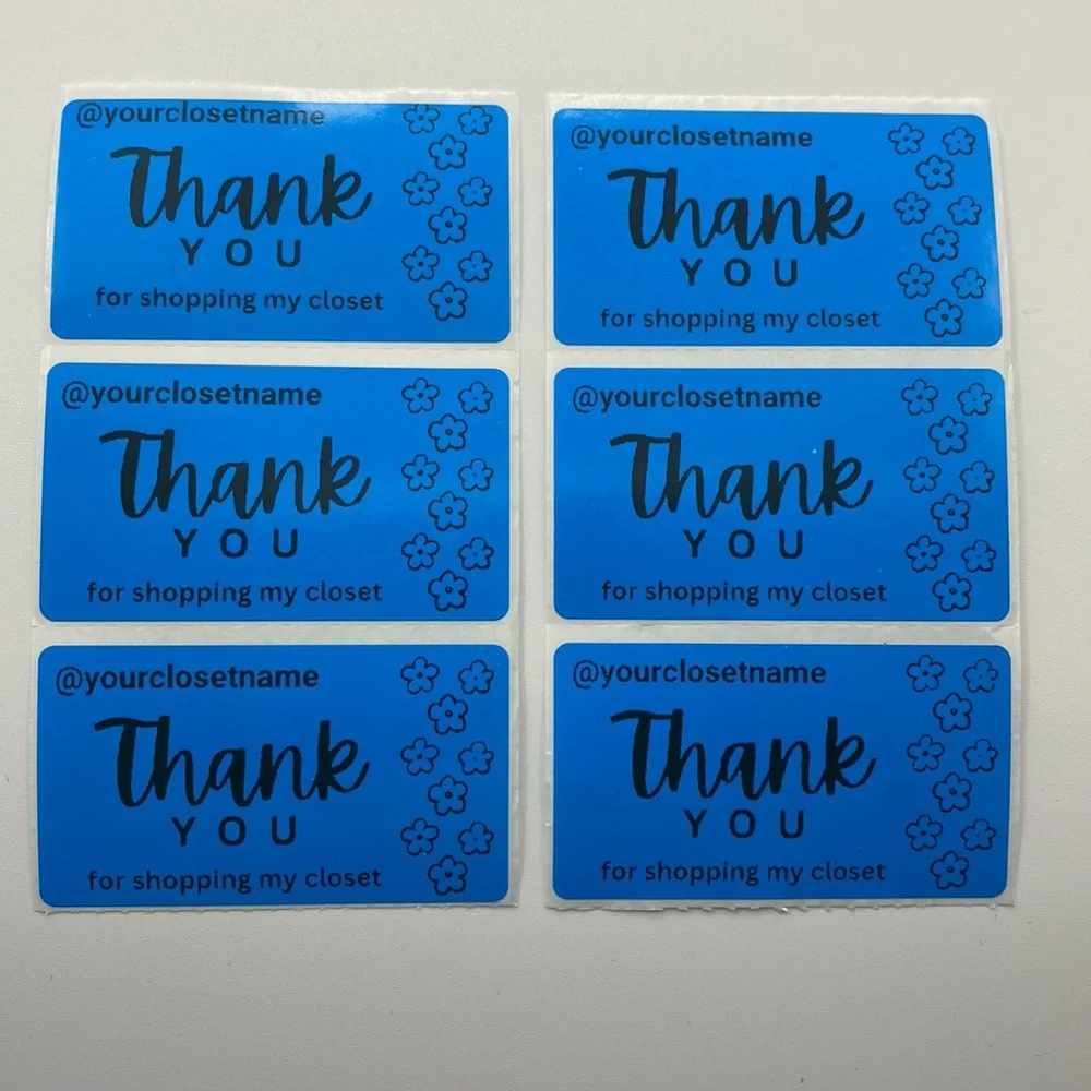 200 Bright Blue Personalized Custom Thermal Labels Shipping Thank You Stickers - Picture 3 of 3